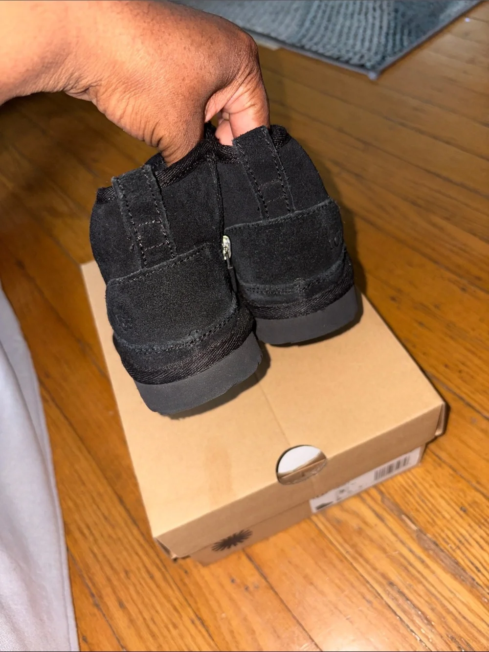 UGG Kids Black Suede Lace-Up Ankle Boots